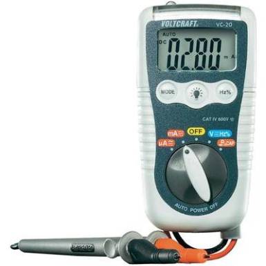 Digitális multiméter, mérőműszer, beépített LED-es zseblámpa 600V AC/DC max.200mA AC/DC VOLTCRAFT VC-20 HEAVY-DUTY DMM Digitális multiméter, mérőműszer, beépített LED-es zseblámpa 600V AC/DC max.200mA AC/DC VOLTCRAFT VC-20 HEAVY-DUTY DMM