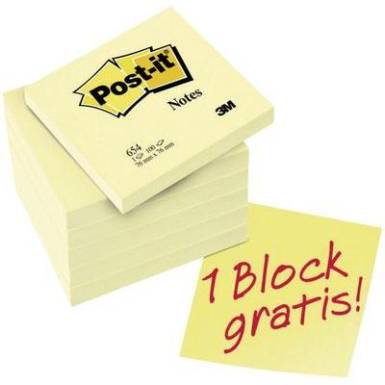 Post-it® Notes (H x Sz) 76 mm x 76 mm, sárga 654Y6 3M, tartalom: 6 db Post-it® Notes (H x Sz) 76 mm x 76 mm, sárga 654Y6 3M, tartalom: 6 db
