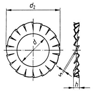 Toolcraft rug&oacute;ac&eacute;l fogazott al&aacute;t&eacute;t, k&uuml;lső fogaz&aacute;s&uacute;, M4, DIN 6798, 100 db