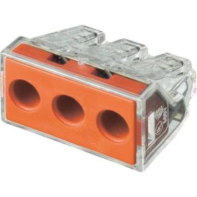 Vezetékösszekötő 3 vezetékes, 2,5 - 6 mm² 41A, átlátszó/piros, 1 db, WAGO 773-173 Vezetékösszekötő 3 vezetékes, 2,5 - 6 mm² 41A, átlátszó/piros, 1 db, WAGO 773-173