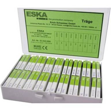 ESKA G-biztosíték szortiment, 5 x 20 mm Lomha -T-Tartalma 360 db. ESKA G-biztosíték szortiment, 5 x 20 mm Lomha -T-Tartalma 360 db.