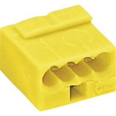 Mikró vezetékösszekötő 4 vezetékes, 0,6 - 0,8 mm² 6A, sárga, 1 db, WAGO 243-504 Mikró vezetékösszekötő 4 vezetékes, 0,6 - 0,8 mm² 6A, sárga, 1 db, WAGO 243-504