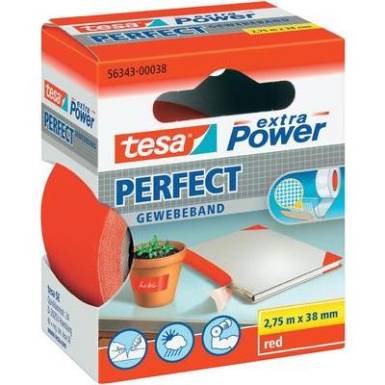 Szövetbetétes ragasztószalag, szövet, piros 2,75m x 38 mm, TESA®Extra Power Szövetbetétes ragasztószalag, szövet, piros 2,75m x 38 mm, TESA®Extra Power