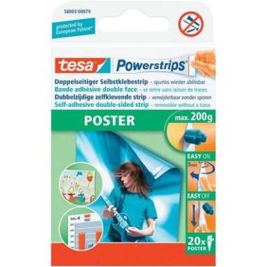 Kétoldalas ragasztó, poszterekhez 16 db, TESA®POWERSTRIPS® Kétoldalas ragasztó, poszterekhez 16 db, TESA®POWERSTRIPS®