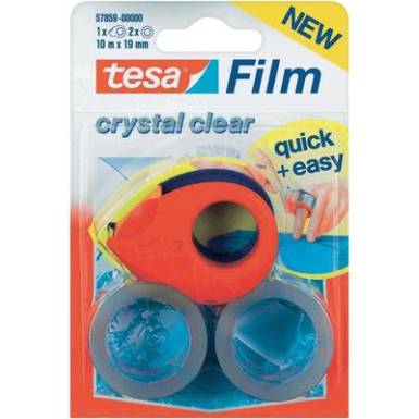 Ragasztószalag, átlátszó, 2 db + ragasztószalag tekercselő, TESA TESAFILM® Ragasztószalag, átlátszó, 2 db + ragasztószalag tekercselő, TESA TESAFILM®