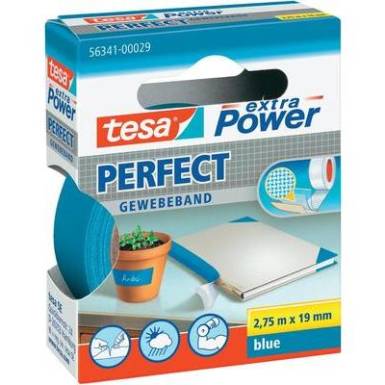 Szövetbetétes ragasztószalag kék, 2,75 m x 19 mm, tesa® EXTRA POWER Szövetbetétes ragasztószalag kék, 2,75 m x 19 mm, tesa® EXTRA POWER