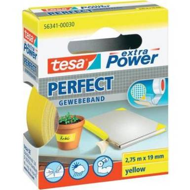 Szövetbetétes ragasztószalag, sárga, 2,75m x 19mm, tesa® EXTRA POWER Szövetbetétes ragasztószalag, sárga, 2,75m x 19mm, tesa® EXTRA POWER