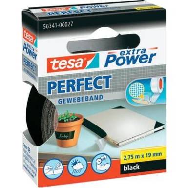 Szövetbetétes ragasztószalag fekete, 2,75m x 19mm, tesa® EXTRA POWER Szövetbetétes ragasztószalag fekete, 2,75m x 19mm, tesa® EXTRA POWER