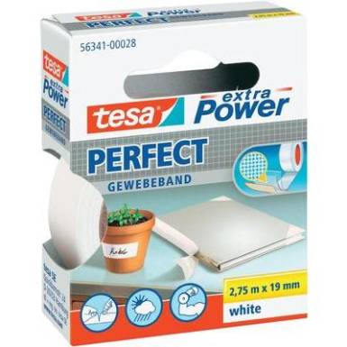 Sz&ouml;vetbet&eacute;tes ragaszt&oacute;szalag feh&eacute;r, 2,75 m x 19 mm, tesa&reg; EXTRA POWER