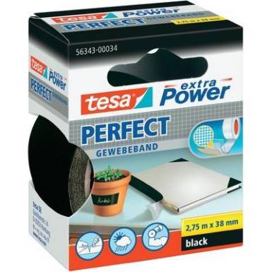 Szövetbetétes ragasztószalag, szövet, fekete, 2,75 mm x 38 mm, tesa® EXTRA POWER Szövetbetétes ragasztószalag, szövet, fekete, 2,75 mm x 38 mm, tesa® EXTRA POWER