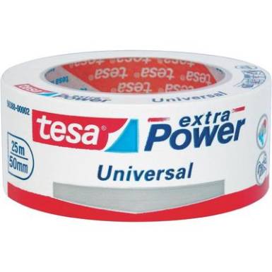 Szövetbetétes ragasztószalag, univerzális, fehér, 25 m x 50 mm , tesa® extra Power Szövetbetétes ragasztószalag, univerzális, fehér, 25 m x 50 mm , tesa® extra Power