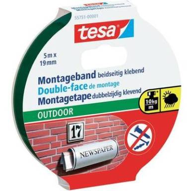 Kétoldalú ragasztószalag kültérre 5m x 19 mm Tesa® 55751 Kétoldalú ragasztószalag kültérre 5m x 19 mm Tesa® 55751