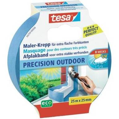 Festő krepp, Tesa® Precision Outdoor (H x Sz) 25 m x 25 mm, kék 56250 TESA, tartalom: 1 tekercs Festő krepp, Tesa® Precision Outdoor (H x Sz) 25 m x 25 mm, kék 56250 TESA, tartalom: 1 tekercs