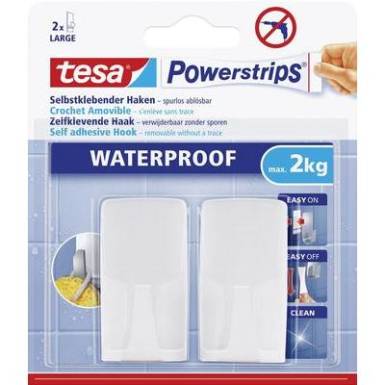 Vízhatlan ragasztású akasztó Tesa Powerstrips® Waterproof Hook Plastic 2 db TESA 59701 Vízhatlan ragasztású akasztó Tesa Powerstrips® Waterproof Hook Plastic 2 db TESA 59701