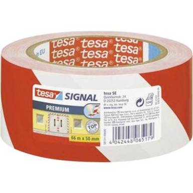 Vesz&eacute;ly jelző szalag (H x Sz) 66 m x 50 mm, piros, feh&eacute;r 58131-00-00 TESA, tartalom: 1 tekercs