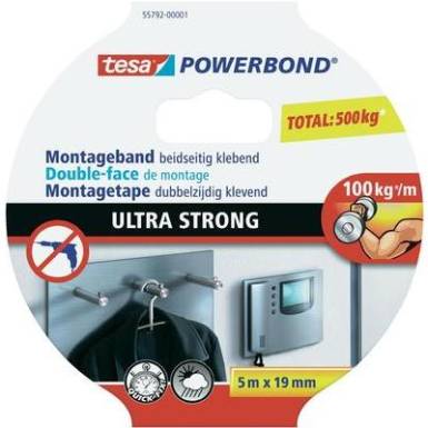 Kétoldalú ragasztószalag 5 m x 19 mm ultra erős Tesa® POWERBOND® 55792-01 Kétoldalú ragasztószalag 5 m x 19 mm ultra erős Tesa® POWERBOND® 55792-01