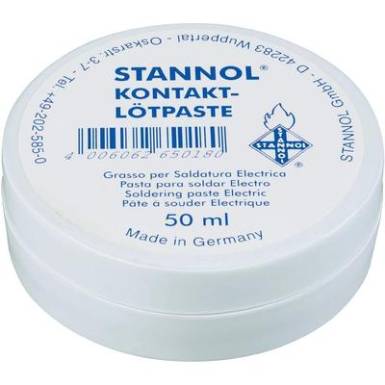 Kontakt forrasztó paszta, forrasztó zsír 50g Stannol 165018 F-SW 26 Kontakt forrasztó paszta, forrasztó zsír 50g Stannol 165018 F-SW 26