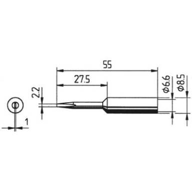 Ersa 832 pákahegy, forrasztóhegy 832 KD LF elkeskenyedő véső forma 2.2 mm Ersa 832 pákahegy, forrasztóhegy 832 KD LF elkeskenyedő véső forma 2.2 mm