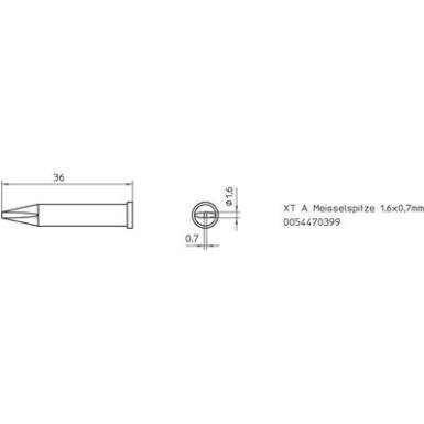 Weller XT-A WP120 pákához. Kétoldalt csapott, véső formájú pákahegy, forrasztóhegy 1.6 mm Weller XT-A WP120 pákához. Kétoldalt csapott, véső formájú pákahegy, forrasztóhegy 1.6 mm