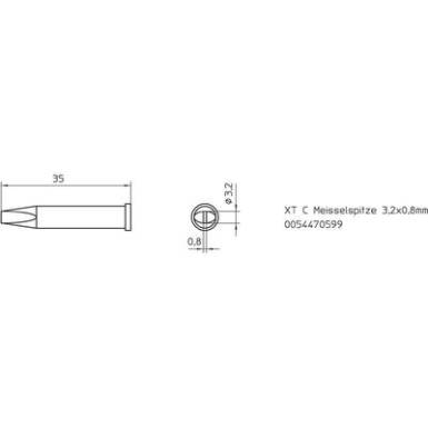 Weller XT-C WP120 pákához. Kétoldalt csapott, véső formájú pákahegy, forrasztóhegy 3.2 mm Weller XT-C WP120 pákához. Kétoldalt csapott, véső formájú pákahegy, forrasztóhegy 3.2 mm