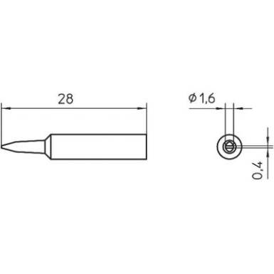 Pákahegy WXP 65-höz, véső, 1,6 mm, Weller XNT A Pákahegy WXP 65-höz, véső, 1,6 mm, Weller XNT A