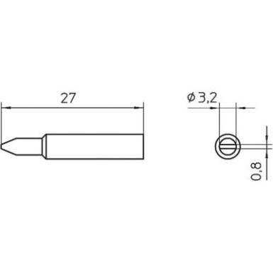 P&aacute;kahegy WXP 65-h&ouml;z, v&eacute;ső, 3,2 mm, Weller XNT C