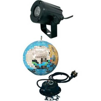 Tükörgömb készlet LED-es spottal, 20 cm, eurolite 50101856 Tükörgömb készlet LED-es spottal, 20 cm, eurolite 50101856