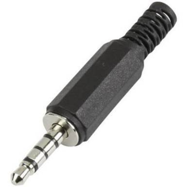 Jack csatlakozó, 3,5 mm dugó, egyenes pólusszám: 4 Sztereo fekete 1 db Jack csatlakozó, 3,5 mm dugó, egyenes pólusszám: 4 Sztereo fekete 1 db