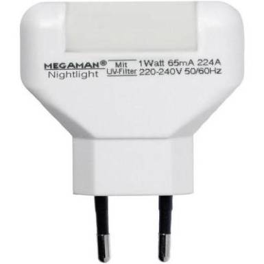 Konnektoros LED-es éjszakai fény, 0,2 W, fehér, Megaman MM001 Konnektoros LED-es éjszakai fény, 0,2 W, fehér, Megaman MM001