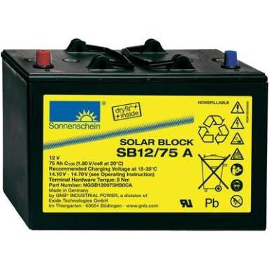 Szolár akku 12 V 75 Ah GNB Sonnenschein NGSB120075HS0CA Ólom-zselés (Sz x Ma x Mé) 330 x 236 x 171 mm Szolár akku 12 V 75 Ah GNB Sonnenschein NGSB120075HS0CA Ólom-zselés (Sz x Ma x Mé) 330 x 236 x 171 mm