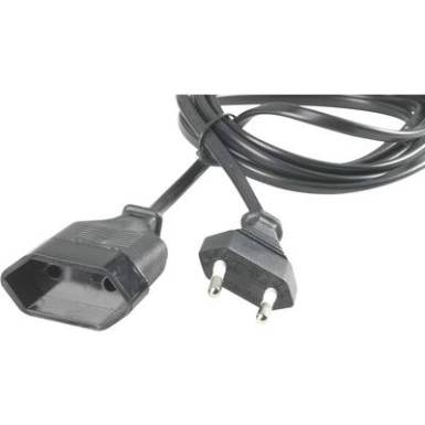 Hálózati hosszabbítókábel euró dugóval, 5 m, fekete, HO3VVH2-F 2 x 0,75 mm², 1456.0509 Hálózati hosszabbítókábel euró dugóval, 5 m, fekete, HO3VVH2-F 2 x 0,75 mm², 1456.0509