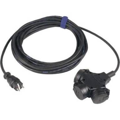 Hálózati hosszabbítókábel 3 részes elosztóval, 3 m, IP44, fekete, H07RN-F 3 G 1,5 mm², SIROX 345.503 Hálózati hosszabbítókábel 3 részes elosztóval, 3 m, IP44, fekete, H07RN-F 3 G 1,5 mm², SIROX 345.503