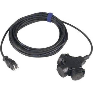 Hálózati hosszabbítókábel 3 részes elosztóval, 5 m, IP44, fekete, H07RN-F 3 G 1,5 mm², SIROX 345.505 Hálózati hosszabbítókábel 3 részes elosztóval, 5 m, IP44, fekete, H07RN-F 3 G 1,5 mm², SIROX 345.505