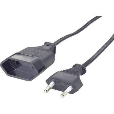 Hálózati hosszabbítókábel euró dugóval, 2 m, fekete, HO3VVH2-F 2 x 0,75 mm², 145605092 Hálózati hosszabbítókábel euró dugóval, 2 m, fekete, HO3VVH2-F 2 x 0,75 mm², 145605092