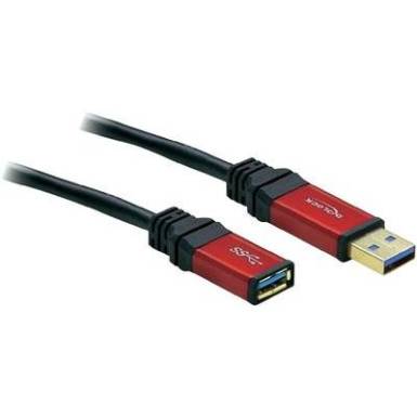 USB k&aacute;bel 1 x USB 3.0 dug&oacute; A- 1 x USB 3.0 aljzat A, 2 m, piros, fekete, aranyozott