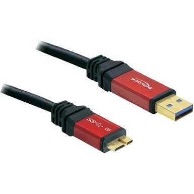 USB kábel 1 x USB 3.0 dugó A- 1 x USB 3.0 mikró dugó B, 1 m, piros, fekete, aranyozott USB kábel 1 x USB 3.0 dugó A- 1 x USB 3.0 mikró dugó B, 1 m, piros, fekete, aranyozott