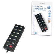 LOGILINK USB 2.0 Hub 13-port with On/Off Switch Black