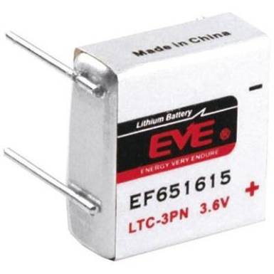 Lítium elem 3.6V 400mAh LTC-3PN EVE nyákba forrasztható EF651615 Lítium elem 3.6V 400mAh LTC-3PN EVE nyákba forrasztható EF651615