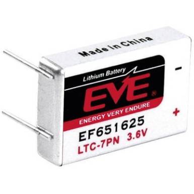 Lítium elem 3.6V 750mAh LTC-7PN EVE nyákba forrasztható EF651625 Lítium elem 3.6V 750mAh LTC-7PN EVE nyákba forrasztható EF651625