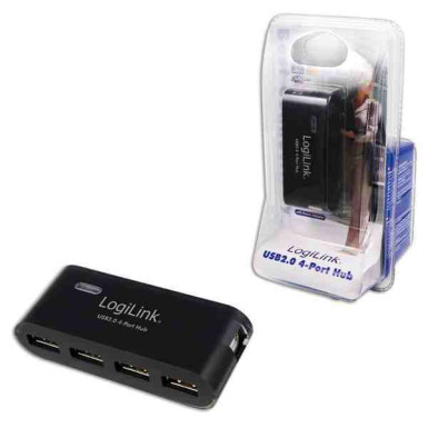 LOGILINK USB 2.0 Hub 4-port with Power Supply Black