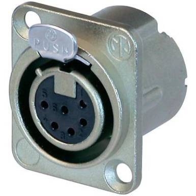 XLR csatlakozó peremes hüvely, egyenes érintkezők pólusszám: 6 ezüst Neutrik NC6FD-LX 1 db XLR csatlakozó peremes hüvely, egyenes érintkezők pólusszám: 6 ezüst Neutrik NC6FD-LX 1 db