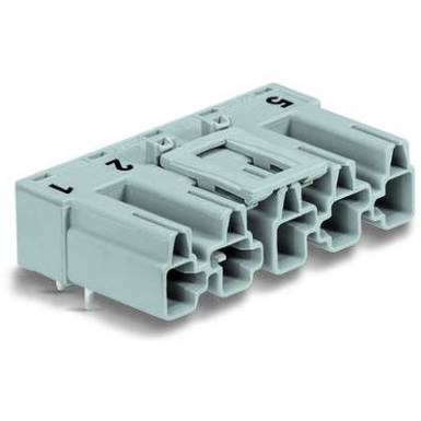 Hálózati csatlakozó dugó, beépíthető, vízszintes, 25 A, pólusszám: 5, szürke, 50 db, WAGO 770-855/011-000 Hálózati csatlakozó dugó, beépíthető, vízszintes, 25 A, pólusszám: 5, szürke, 50 db, WAGO 770-855/011-000