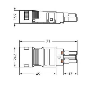 Hálózati csatlakozó alj, egyenes, 25 A, pólusszám: 2, fekete, 25 db, WAGO 770-102/041-000 Hálózati csatlakozó alj, egyenes, 25 A, pólusszám: 2, fekete, 25 db, WAGO 770-102/041-000