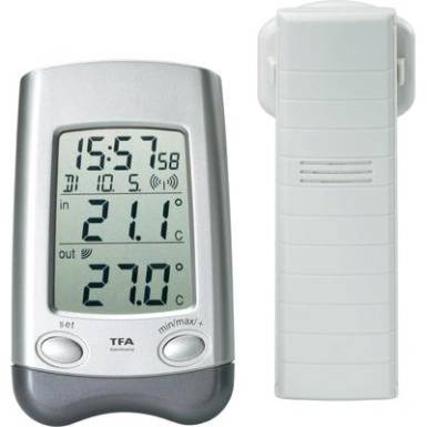 Vezet&eacute;k n&eacute;lk&uuml;li digit&aacute;lis k&uuml;lső-belső hőm&eacute;rő, TFA Wave 30.3016.54