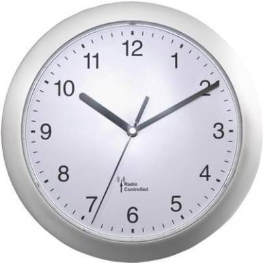 Analóg rádiójel vezérelt falióra, Ø 25 cm, ezüst Analóg rádiójel vezérelt falióra, Ø 25 cm, ezüst