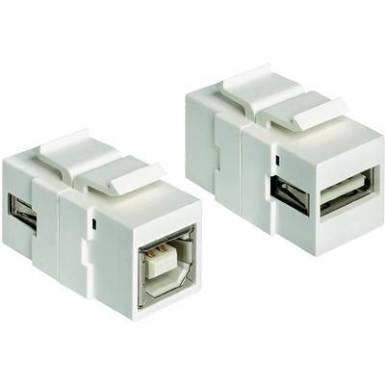 USB modul, USB 2.0 A típusú aljról USB 2.0 B típusú aljra, fehér, Keystone USB modul, USB 2.0 A típusú aljról USB 2.0 B típusú aljra, fehér, Keystone
