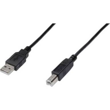 USB k&aacute;bel [1x USB 2.0 dug&oacute; A - 1x USB 2.0 dug&oacute; B] 1.80 m Fekete Digitus 678043