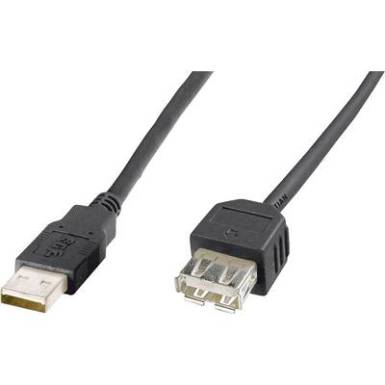 USB k&aacute;bel [1x USB 2.0 dug&oacute; A - 1x USB 2.0 aljzat A] 1.80 m Fekete Digitus