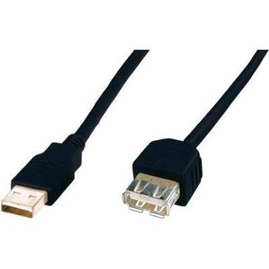 USB kábel 2.0 dugó A - 1x 1.80 m Fekete Digitus USB kábel 2.0 dugó A - 1x 1.80 m Fekete Digitus