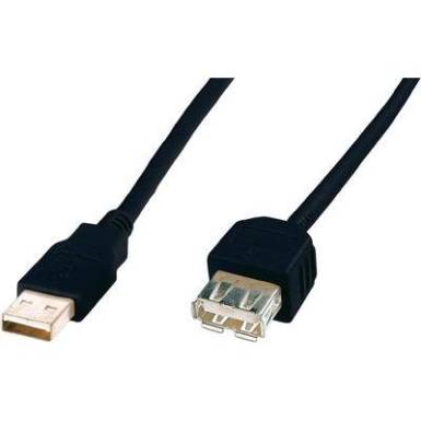 USB kábel 2.0 dugó A - 1x 5 m Fekete Digitus USB kábel 2.0 dugó A - 1x 5 m Fekete Digitus